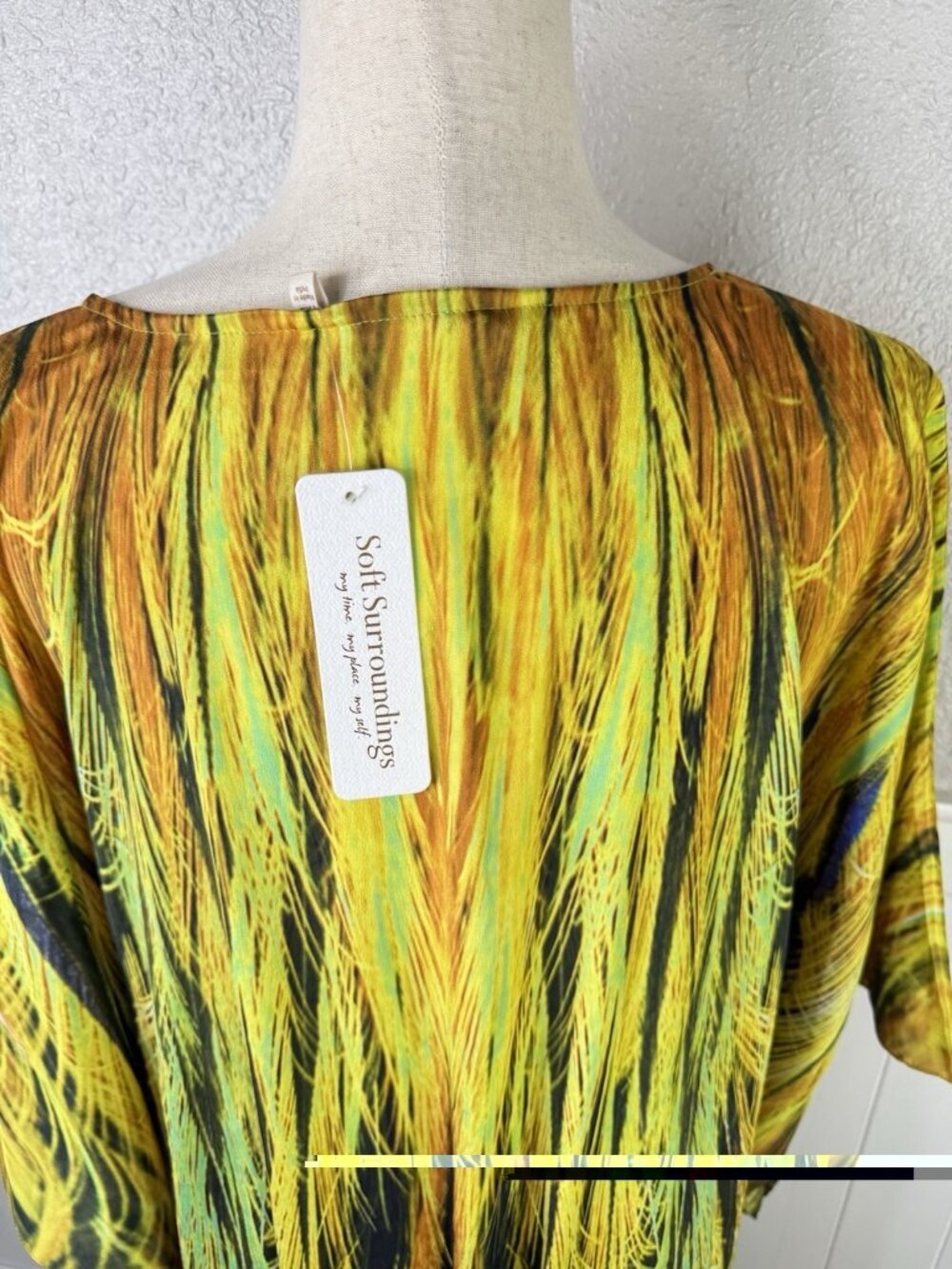 Soft Surroundings Kaftan Dress Womens Size L/XL Tall Feather Bright Colorful NEW - Picture 7 of 12